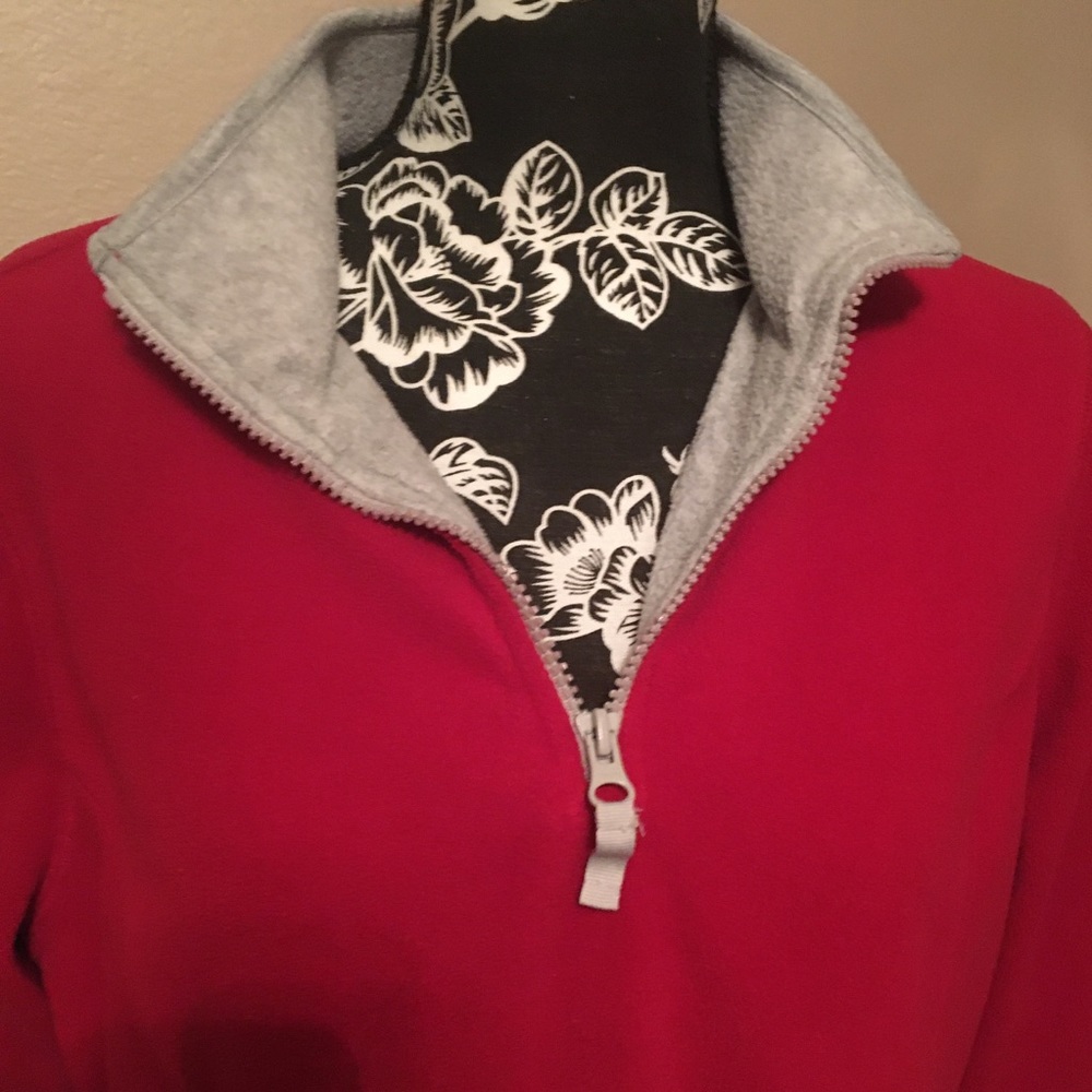 🎁2/$12 LG ST. JOHNS BAY HOLIDAY RED QUARTER ZIP FLEECE PULLOVER JACKET - Picture 2 of 7
